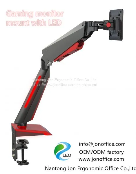 2020 Computer Gaming Monitor Mount Arm Clamp Stand With LED Light OEM ODM Factory Jonoffice
