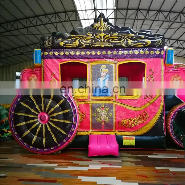 Princess Pumpkin Cart Printing Inflatable Jumping Castle Car With Slide , Inflatable Kids Jumping Toys For Game photo-6