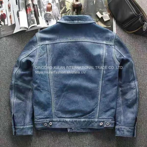 2021NEW FASHION WASHED MEN'S GENUINE COWSKIN LEATHER JACKET FACTORY HOT SALE photo-3