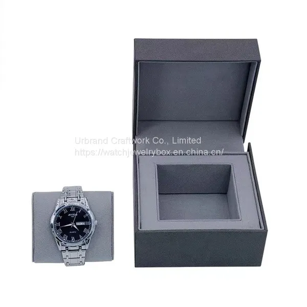 Luxury Black Rigid Cardboard Paper Watch Box Cases Customizable Watch Gift Packaging Box With Logo photo-2