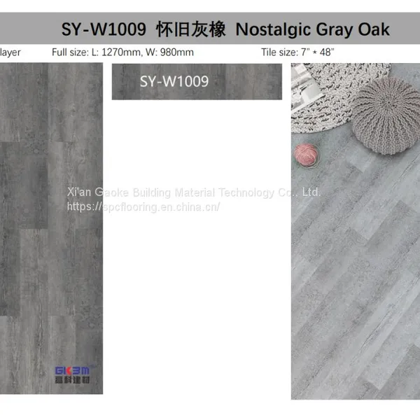 GKBM Greenpy SY-W1009 Waterproof Nostalgic Gray Oak 4mm Click Stone Plastic Composite SPC Flooring photo-3
