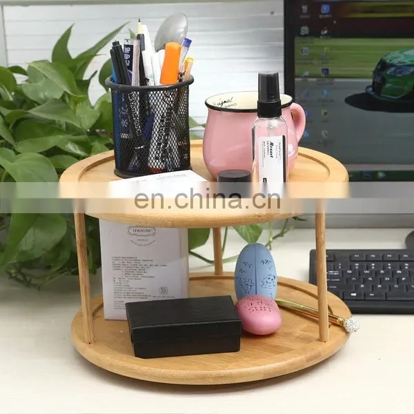 Well Designed Spliced 2 Layers Bamboo Makeup Organizer Cosmetic Storage Box Home Storage & Organization photo-2
