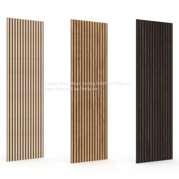 Polular Interior Wall and Ceiling Decorative and Sound Proof Akupanel Technical Wood Veneer and Natural Wood Veneer MDF Slat Wooden Acoustic Panels With PET Felt Board photo-2