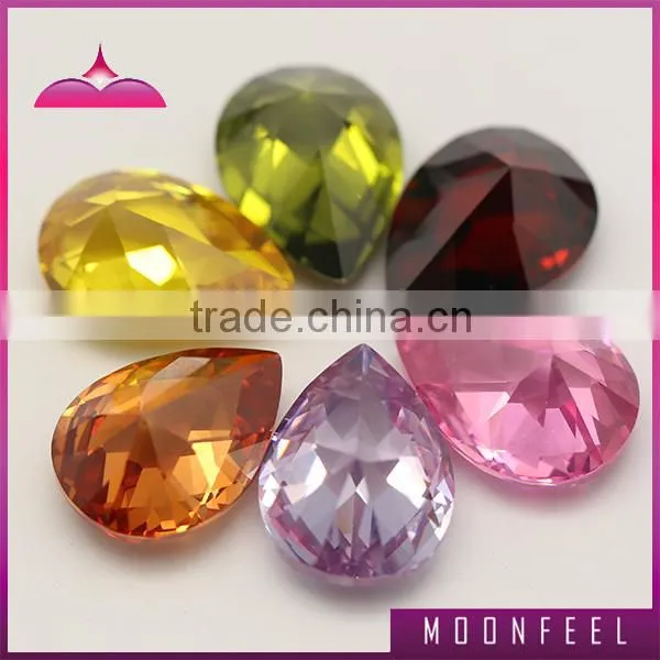 High Quality Checkerboard Cut Colour Pear Cubic Zirconia Stones photo-5