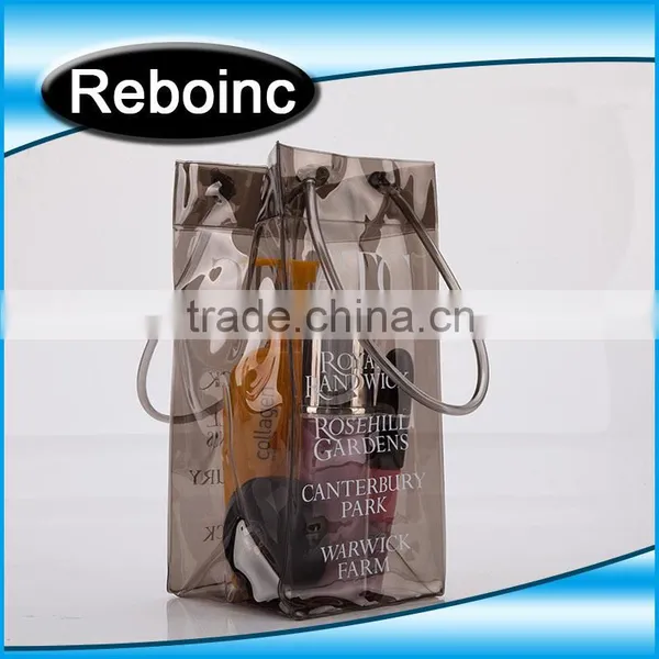 Free Sample Design Printed Various Color Transparent PVC Plastic Carryingpvc Ice Bag Wine Beer Bottle Ice Cooler Bag photo-3
