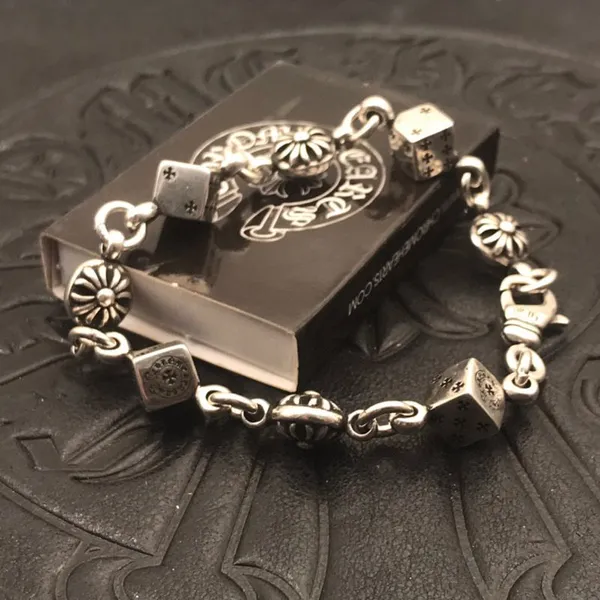925 Sterling Silver Bracelets for Women Men Fine Accessories Trend Vintage Flower Pattern Pendant Bracelet Party Jewelry Gift photo-3
