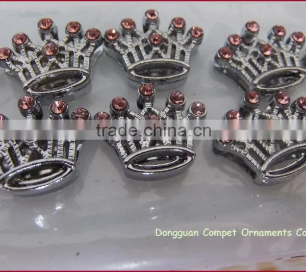 Diy Rhinestone Crystal Zinc Alloy Crown 10mm Slide Charm photo-5