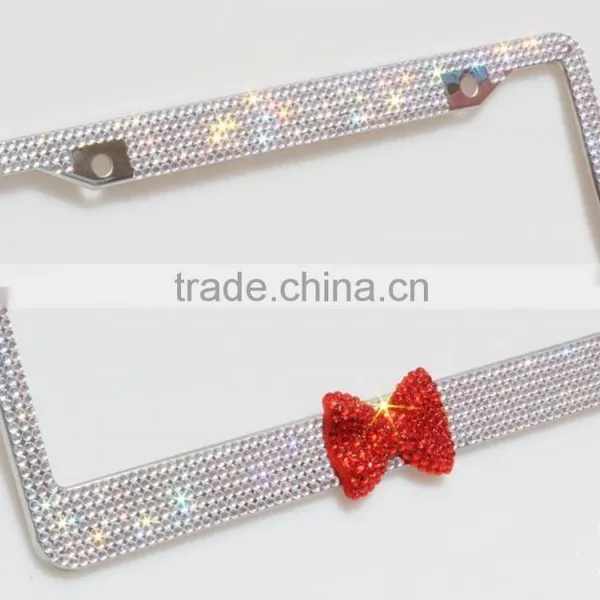Crystal Rhinestone License Plate Frame With Custom Logo photo-5