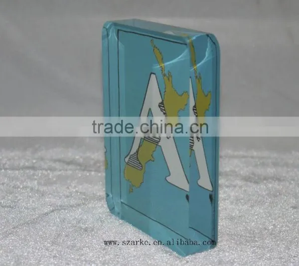 Acrylic Paperweight,acrylic Solid Alphabet Display Block With Back Printed Paper Sticker photo-5