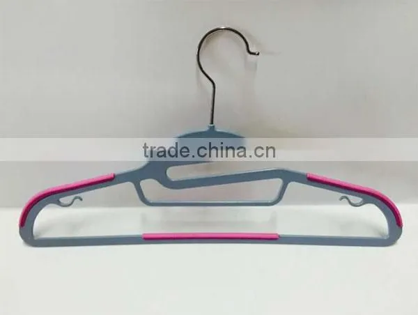 Colorful ABS Suit Hanger From China, With TPR Rubber Strip and Tie Bar, no Notch , Custom