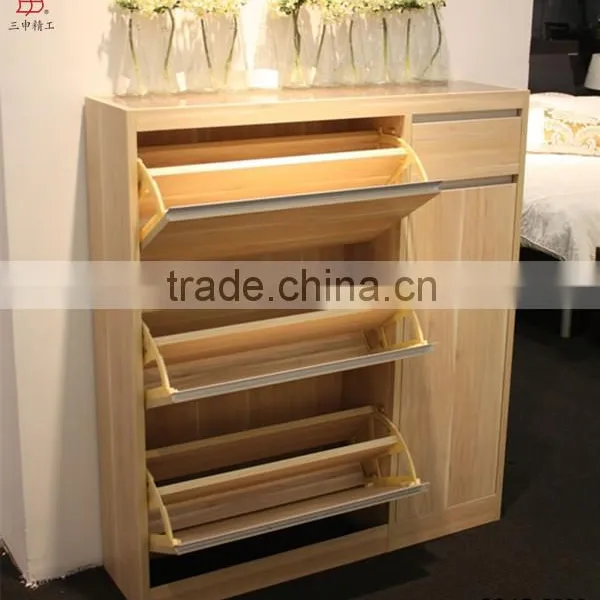 Modern Wooden Shoe Cabinet, Closed Shoe Rack for Living Room