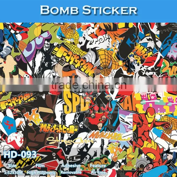 HD-092 CARLIKE Air Bubble Free High Quality Car Wrapping Skull Bomb Sticker photo-2