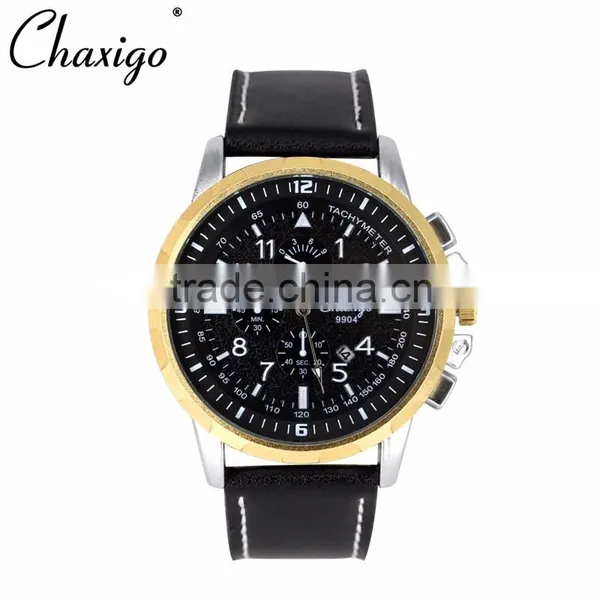 3 Eyes OEM Custom Brand Fashion Watch Alloy Leather Band Watches for Men Chronograph Watch photo-5
