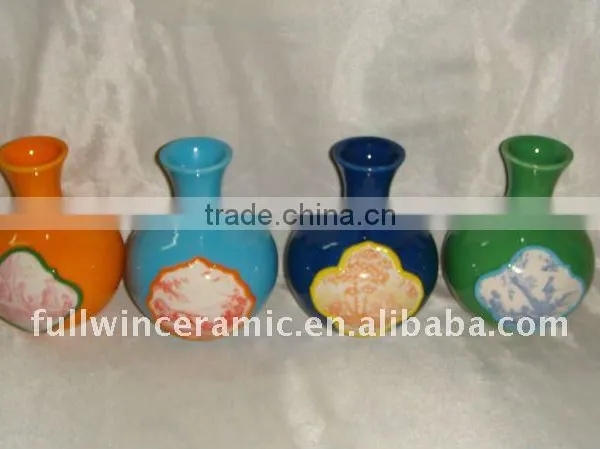 Ceramic Color Glazed Vases With Spot Decalled