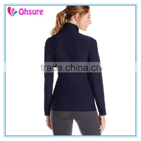 OEM Supply Womens Navy Blue Sports Wear Yoga Jacket Supplex Gym Jacket photo-3
