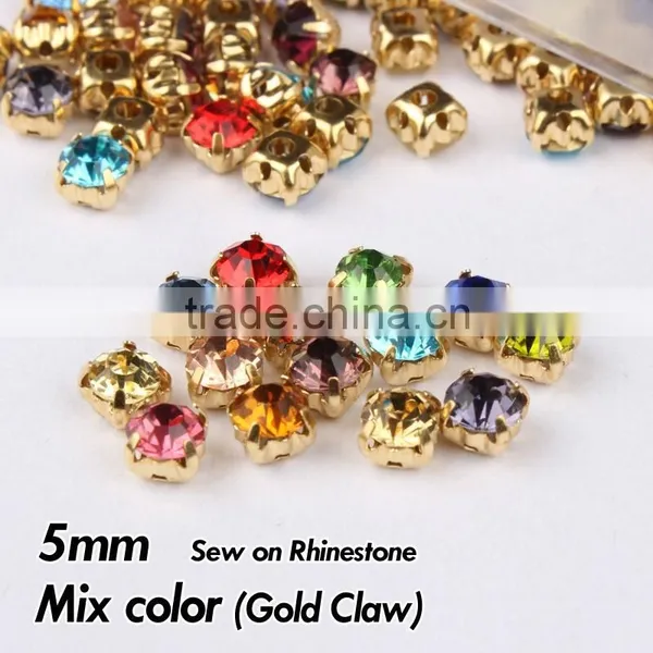 Fashion Jewelry Rhinestone Crystal Claw Cup Chain Ss24 Gold Metal Cup Chain Sewing On Rhinestones Chain For Garment Accessories