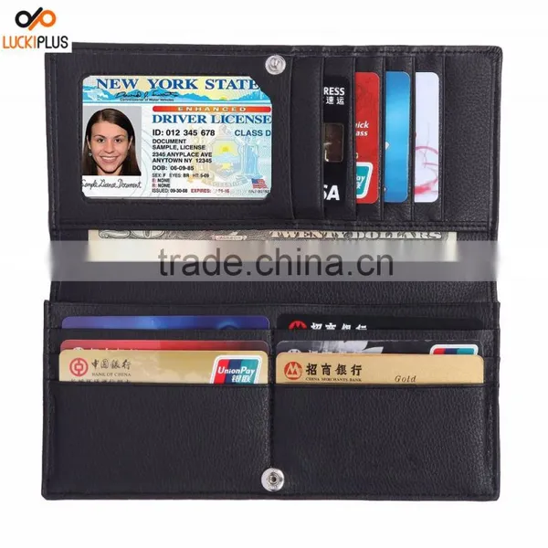 Luckiplus RFID Theft Blocking Leather Wallet for Men Black Cell Phone Holder Slim Card Wallet photo-6