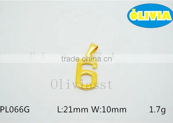 Olivia Wholesale High Quality 2016 Fashion 304 Stainless Steel 0-9 Lucky Number 6 Pendant New Year Gift