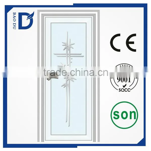 Waterproof Aluminum Frame Bathroom Door Sliding Entry Glass Door photo-3