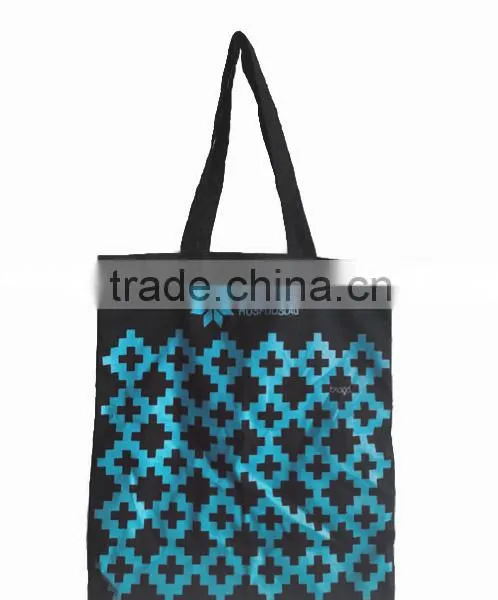 Custom Checp Black Printed Canvas Tote Shopping Bag(CAS15-040) photo-4