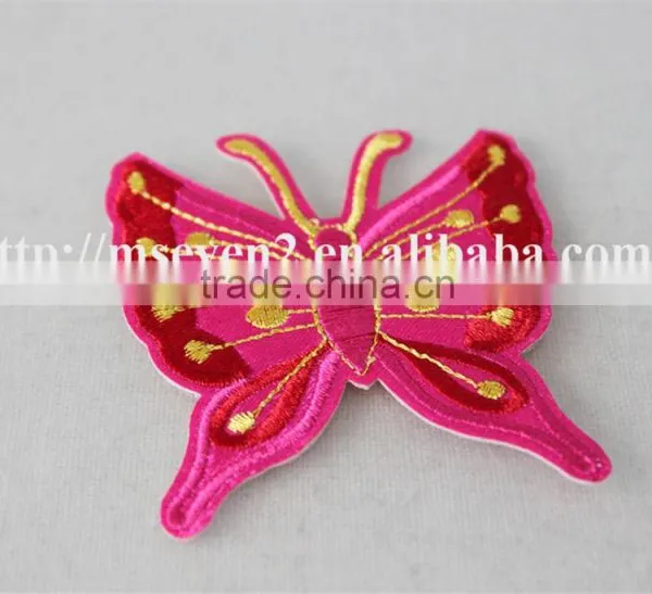 Fancy Design 7*8cm Cotton Embrodidery Trim Patch in Pink Butterfly Design for Garment photo-4