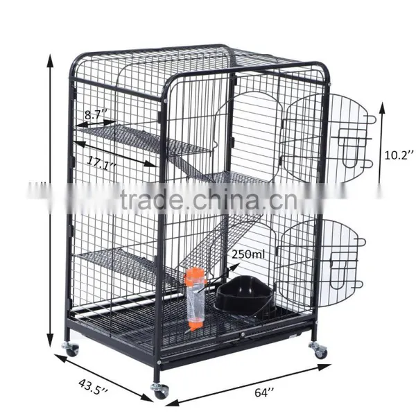 37" 2 Doors Tray Metal Cat Rabbit House photo-2