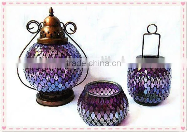 Flower Design Hanging Colored Mosaic Lantern photo-2
