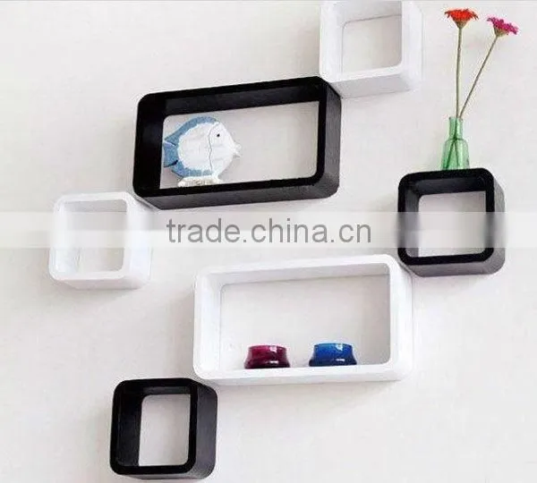 MDF decorative cube wall shelf