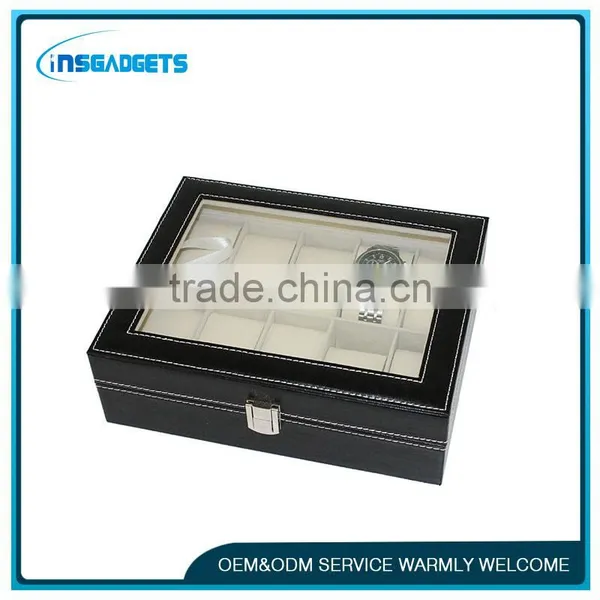 10 Grid Watch Display Storage Case Jewelry Collection Organizer Leather Box