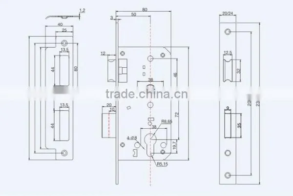 2016 Cheap Price and Good Quality Mortise Lock Body Size 50x72mm photo-2