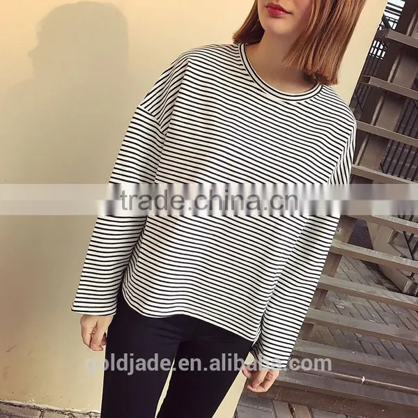 Fashion Custom Stripe Long Sleeve Women Bulk Wholesale t Shirts photo-5
