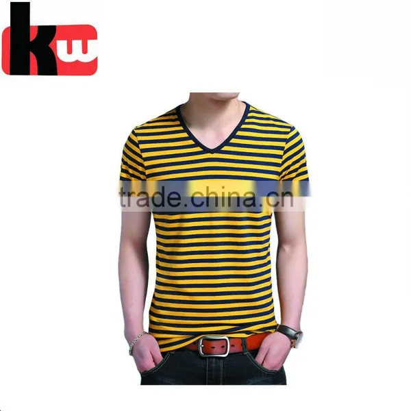 OEM Shirts 100% Cotton Men's Yard-dyed V-neck T-Shirt photo-3