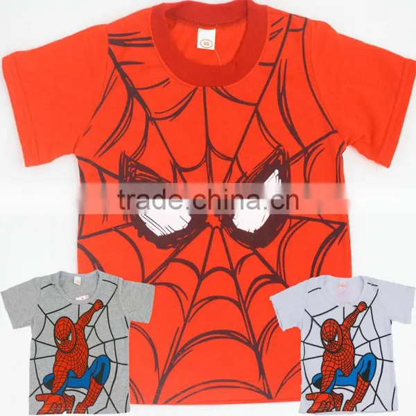 2016 New Style Cotton Spiderman Superman o Neck Short Sleeve Kids T-Shirts Cartoon Printed Children Clothes photo-2