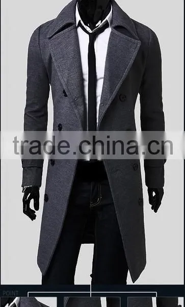 2016 Factory of Men's Long Style Woolen Coat Man Wool Blend Coat Men Wool Overcoat photo-6