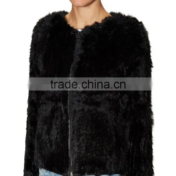 Myfur Women New Winter Fashion Knitted Rabbit Fur Coat Girls photo-5