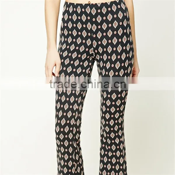 Factory Price Gypsy Print Spandex Ornate Flare Dressy Stretch Pants photo-6