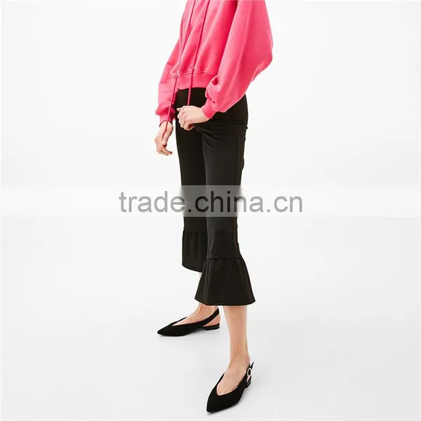 Online Cheap Classical Cropped Office Frilled Red Pants for Women photo-5