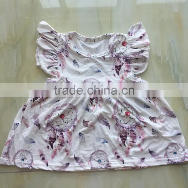 WY-672 Kids Printed Top Stock Milk Silk Top for Girls Pakistani Frocks Yiwu China Ruffle Clothes photo-2