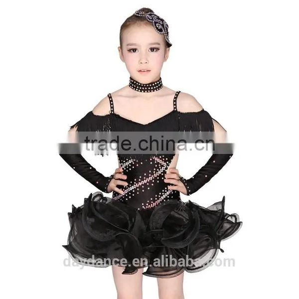 Children Ballroom Dance Wear Fringed Girls Competition Dance Dress photo-2