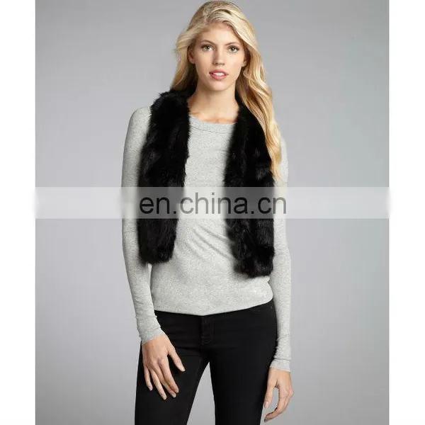 Dyed Black Fox Fur Vest /color Could be Customized photo-3