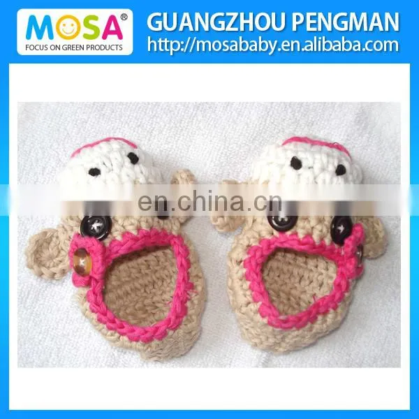 Crochet Baby Boy Booties Sock Monkey Blue Beige Shoes ,Newborn Baby Slippers photo-3
