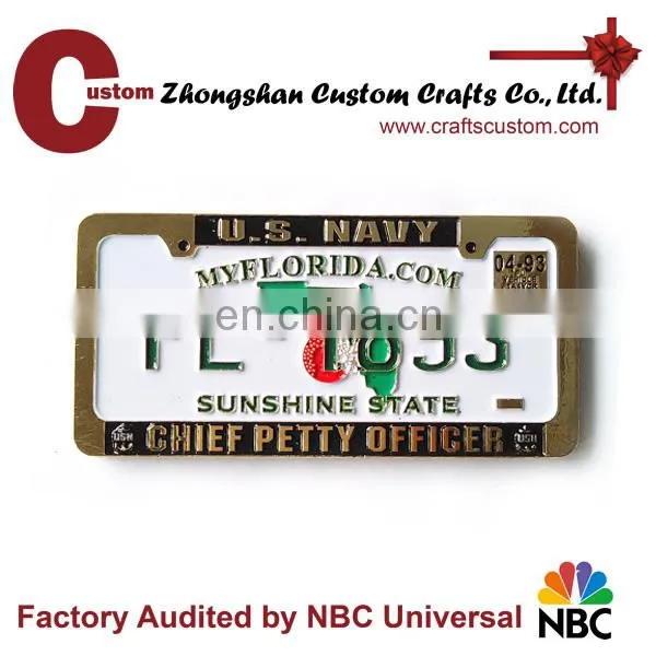 New Products 2016 Promotional Craft Gifts Door Decoration Zinc Alloy Enamel Painted Gold Plated Metal Plaque
