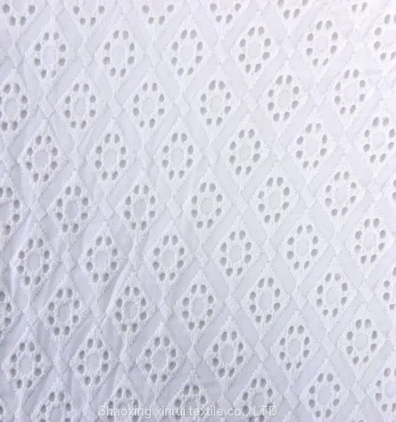 Keqiao Cotton Fabric for Dresses Embroidered White Cotton photo-2