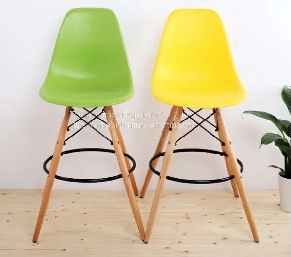 Cheap Living Room Furniture Wooden Legs Use PP Seat Bar Chair photo-2