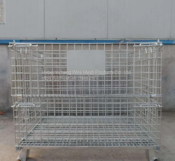 Galvanized Collapsible & Stackable Warehouse Storage Wire Mesh Container photo-4