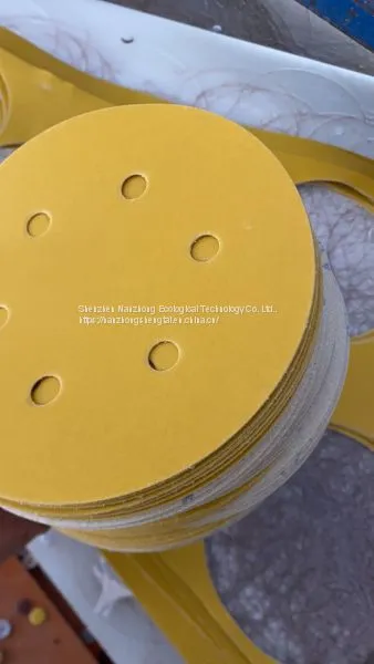 100pcs/box High Quality Hand Grinding Plate Special Flocking Sandpaper for Automobile Rust Removal, High Quality 8-hole Yellow Sandpaper photo-5