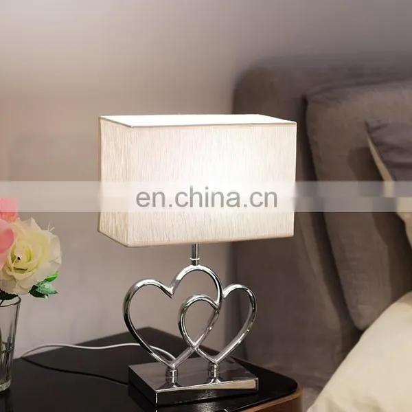 Novel Love Theme Heart Shape Custom Table Decoration Metal Base Hotel Custom Bedside Lamp With Logo photo-6