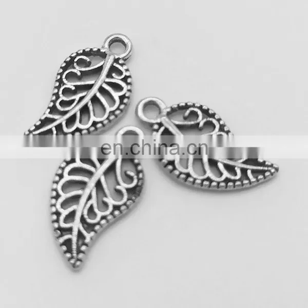 High Quality Zinc Alloy Metal Making Accessories Metal Alphabet Small Leaf Charm Pendant Jewelry