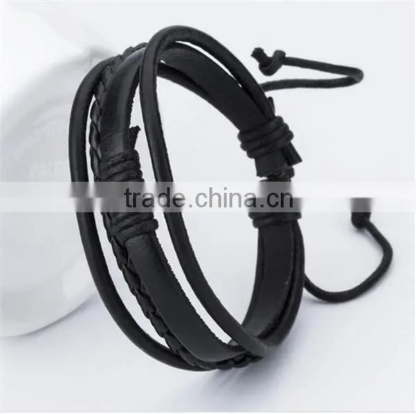 Smart Cute Fashion Cheaper Lovers Knit Thin Leather Bracelet photo-2