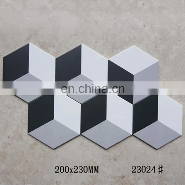 Hexagonal Brick 230*200*115 mm Black and White Rubik's Cube Classic Tea Bar Clear Bar Anti-slip Wall Tile Floor Tiles